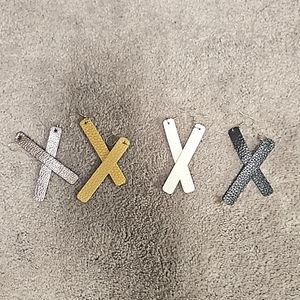 NEW Amazon Pleather Bar Dangle Earrings Multi Color 4 pairs